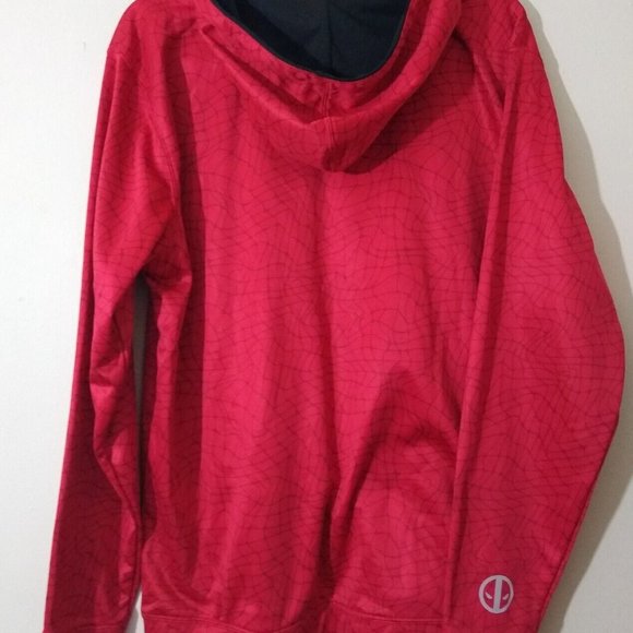 Marvel Spider-Man Pull Over Hoodie Red Polyester Size Large Spider Eyes - Picture 4 of 4